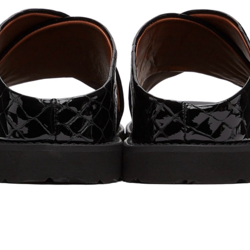 NEW GANNI Black Croc Crossover Platform Sandals - Picture 4 of 13